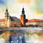 krakow-akwarelą-AI-atrakcje-turystyczne-wawel